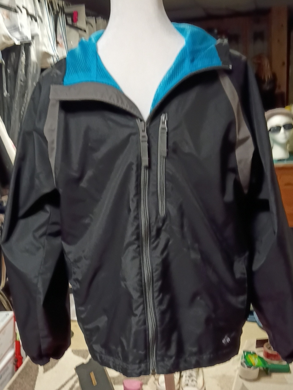 A296 Black Shell Jacket with Teal Lined Netting Throughout